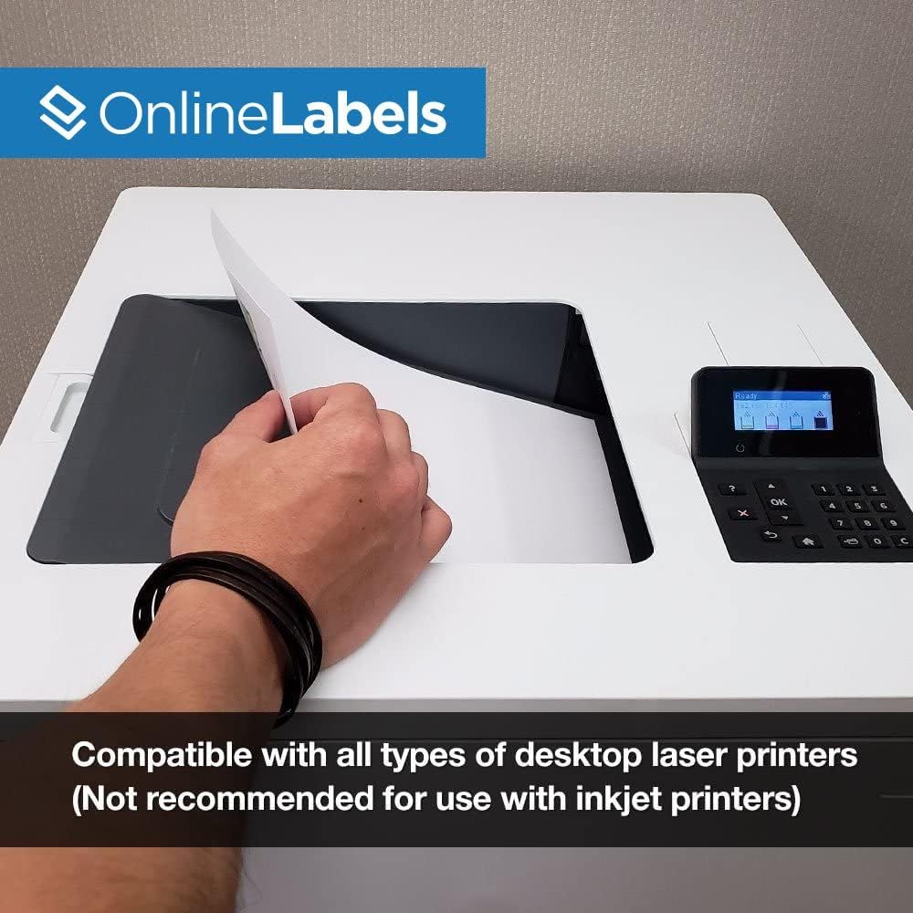 8.5 x 11 Waterproof Vinyl Sticker Paper (Laser Printers Only) - 10 Sheets - Full Sheet Labels - OnlineLabels