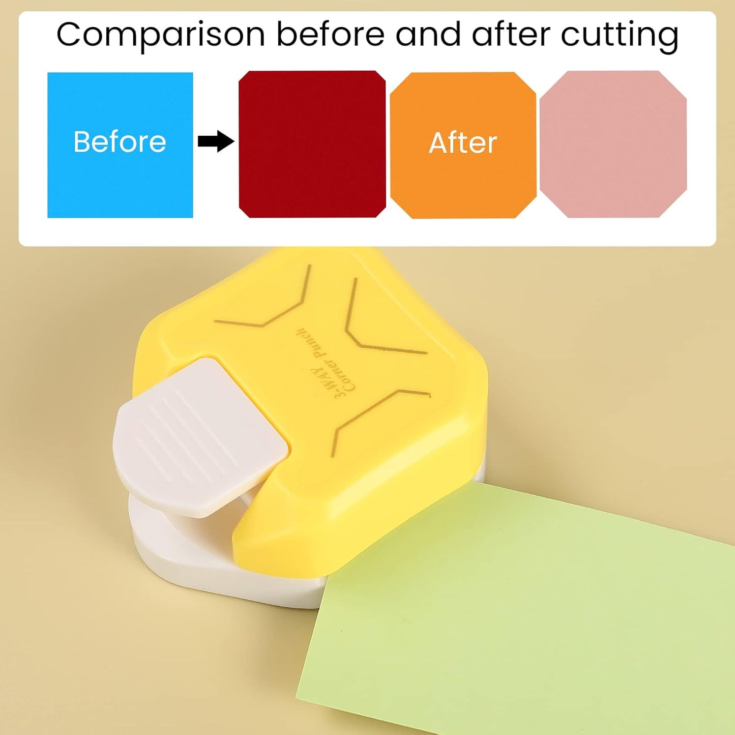 MyArTool 3 in 1 Chamfer Corner Punch, 3 Way Craft Paper Corner Cutter for Paper Crafts, Laminate, Cardstock, Business Card, DIY Projects, Photo, Card Making and Scrapbooking