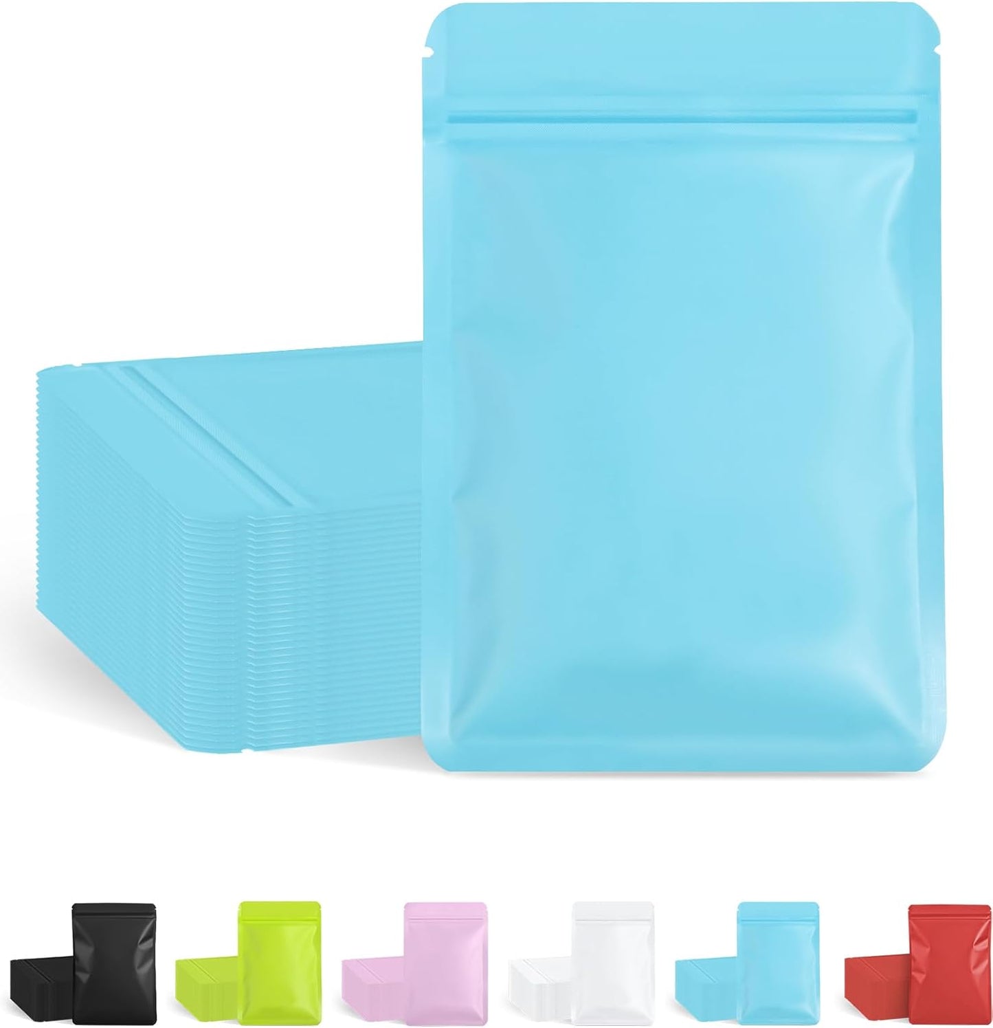 FireKylin 100 Pack Resealable Packaging Bags for Small Business Double-Sided Color Smell Proof Bags for Food Storage Flat Bags (Blue, 7.1" x 10.2")