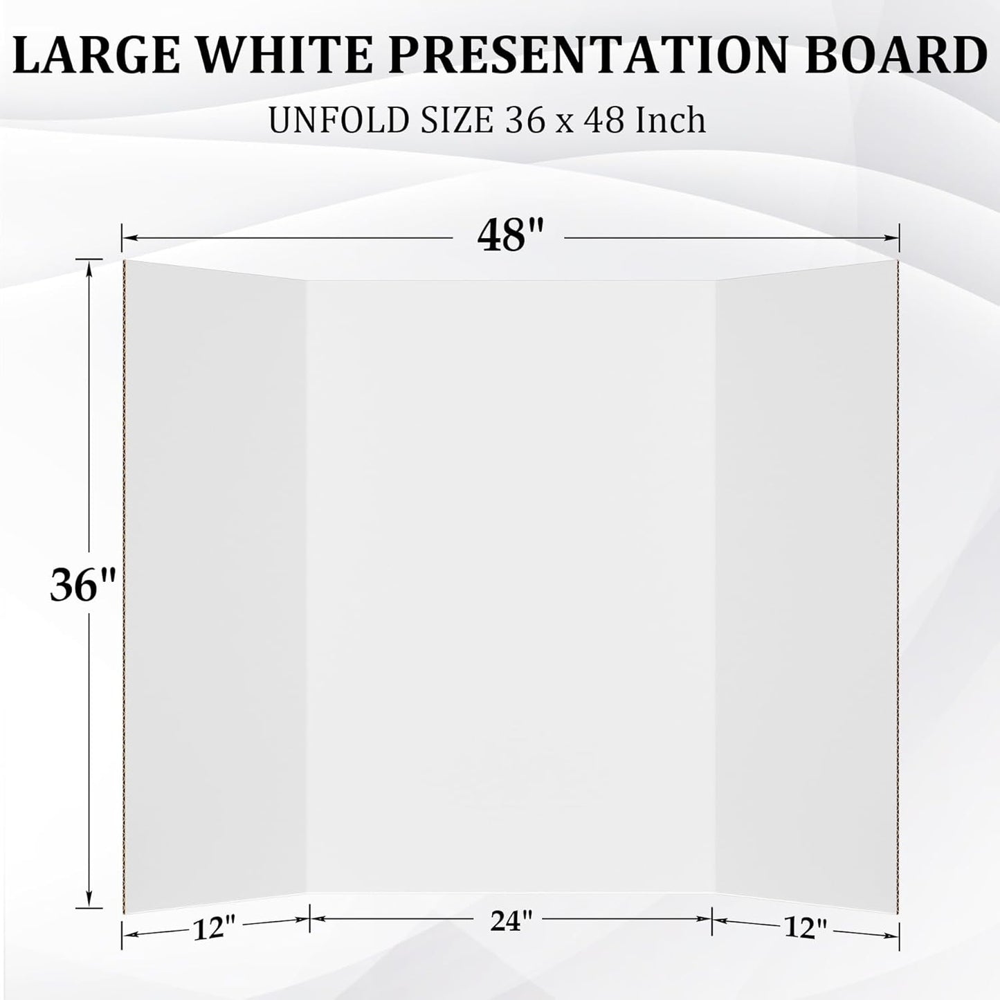 Ndsox 4 Pack 36" x 48" White Trifold Poster Board Large Corrugated Tri Fold Business Presentation Boards Picture Posterboard for Science Fairs, School Projects, Event Displays, Art Exhibitions