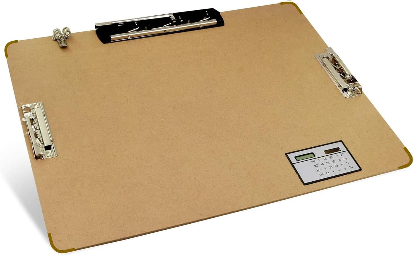 Performore 11x17 Hardboard Clipboard – Engineered Wood Drafting Boards with 3 Lever Clips & Built-in Calculator, Portrait Format Writing Surface for Architects, Engineers, and Classrooms (1 Pack)
