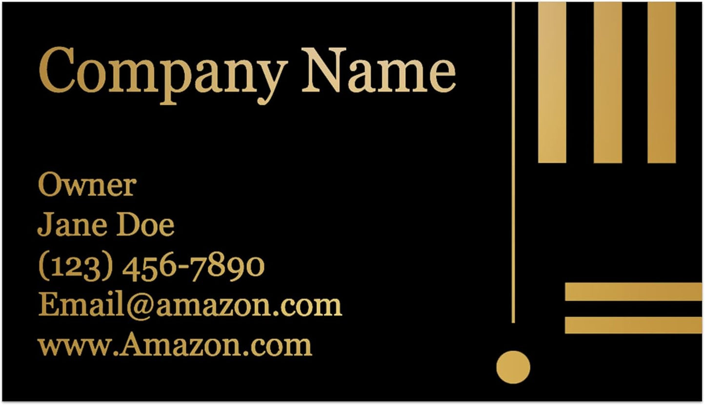 Personalized Black Business Cards 100 Pack - 3.5" x 2" Cards - 14 PT Thick - Unique Shiny Gold Foil - Made in the U.S.A. (Gold Concept)