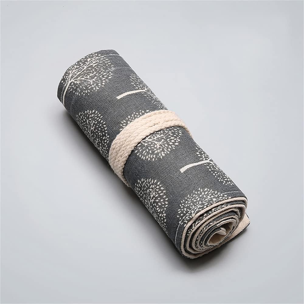 DIYOMR 12/24/36/72 Slots Pencil Wrap Roll, Artist Colored Roll Up Bag, Short Brushes Pouch Case Organizer for Drawing Coloring and Sketching, No Pencils (Trees, 12slots)