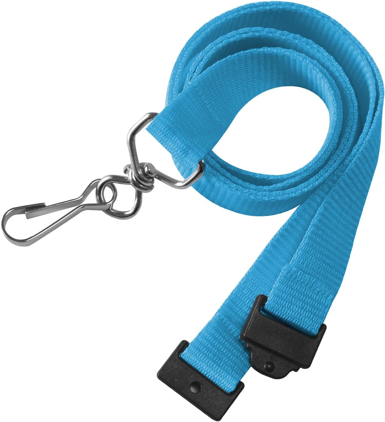 66 Pcs Breakaway Lanyards with Swivel J Hook Premium Bulk Flat Safety Lanyards for ID Badges, Schools, Students, Coaches, Festivals, Volunteers and Team Activities (Light Blue)