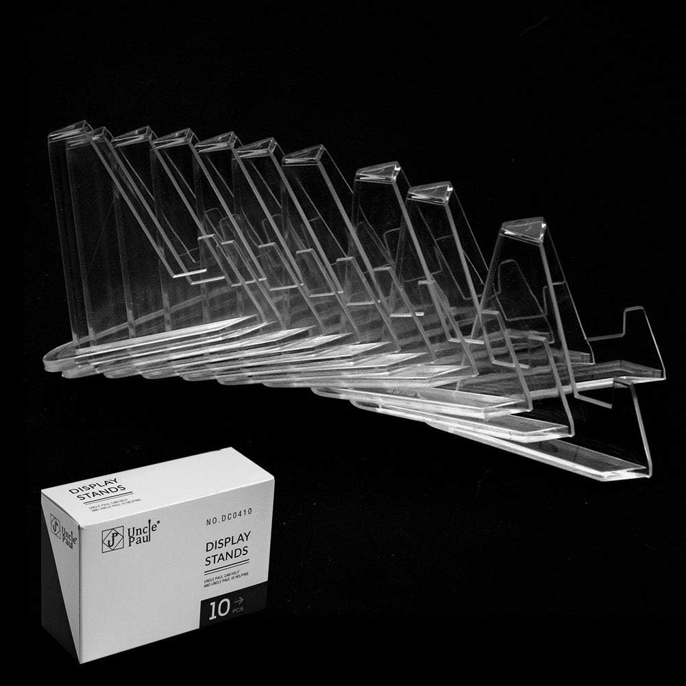 Uncle Paul Coin Display Easel Holder Clear Easel Stands for Coins Capsules/CD/Medals/Small Stones/Casino Chips 10 Packs