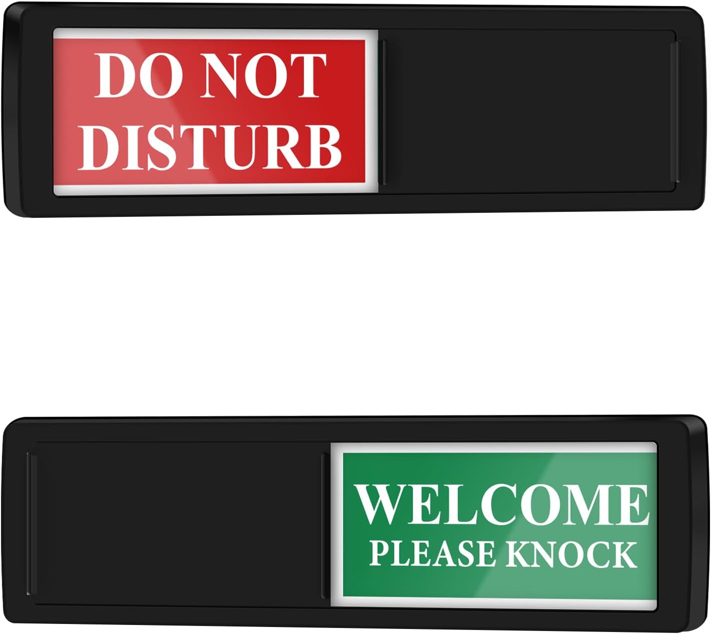 Privacy Door Sign - Do Not Disturb/Welcome Office Decor Sign with Clear Bold & Colored Text, Non-Scratch Magnetic Slider for Home Office Restroom Conference Hospital Hotel- Black