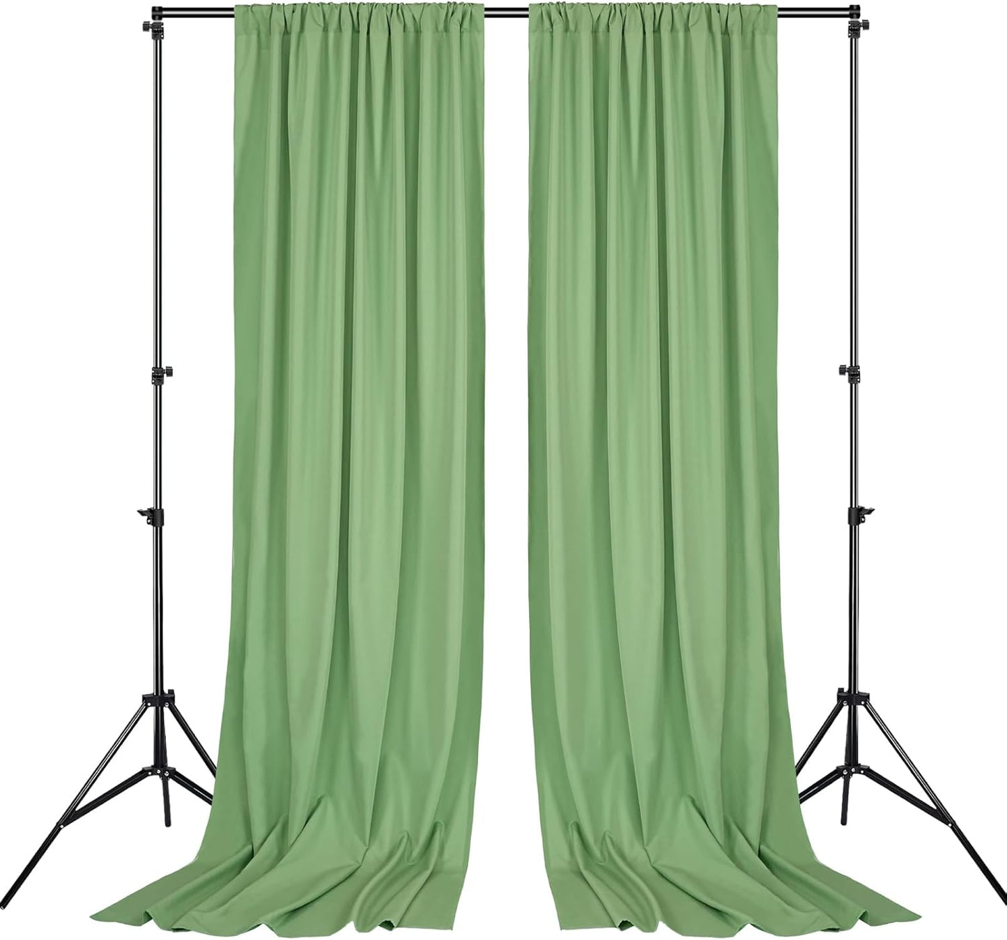 Sage Green Backdrop Curtains 20x10ft: Outdoor Polyester Photo Backdrop Drapes - 4 Panels 5x10ft for Rustic Birthday Party Background Decoration