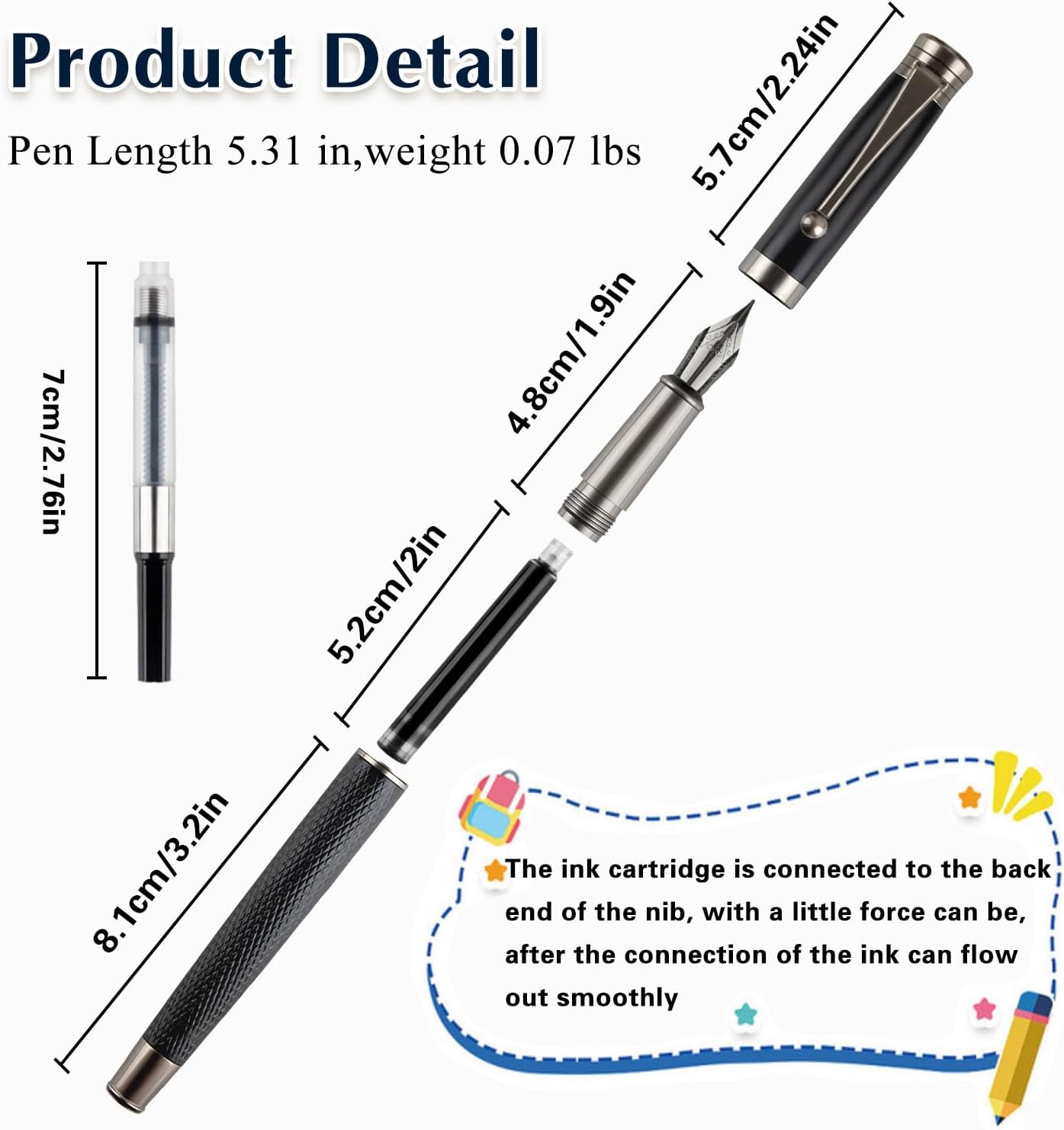 Luxury Fountain Pen Set Includes 2 Nibs, 18 Ink Cartridges, Ink Refill Converter & Syringe Filler, Professional Writing Office, Calligraphy Fountain Pen, Men & Women Nice Pen Gift Set