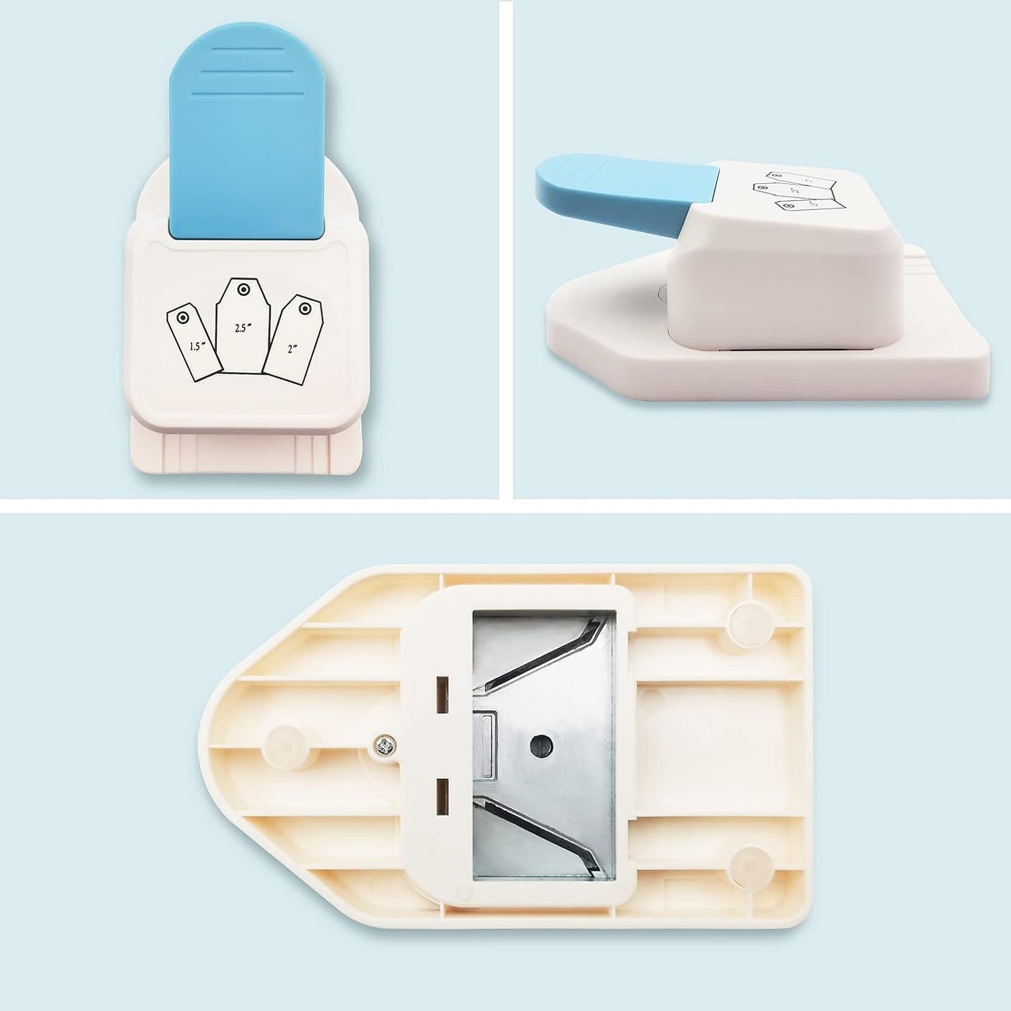 3 in 1 Craft Tag Punch Gift Tag Paper Punch，Paper Craft Tag Punch 1.5" 2" 2.5" with 1 Roll Hemp Rope 32.8 Feet Square Shape Small Hole Punch for Paper Crafting Scrapbooking Cards DIY Arts Crafts