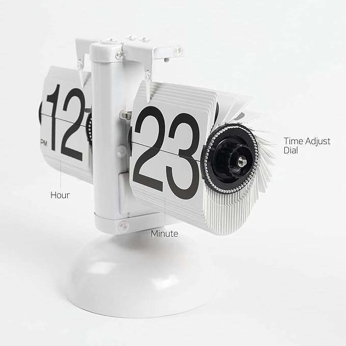 mooas Flip Desk Clock, Retro Vintage Design Auto Flip Desk/Table Clock Large - Image 3