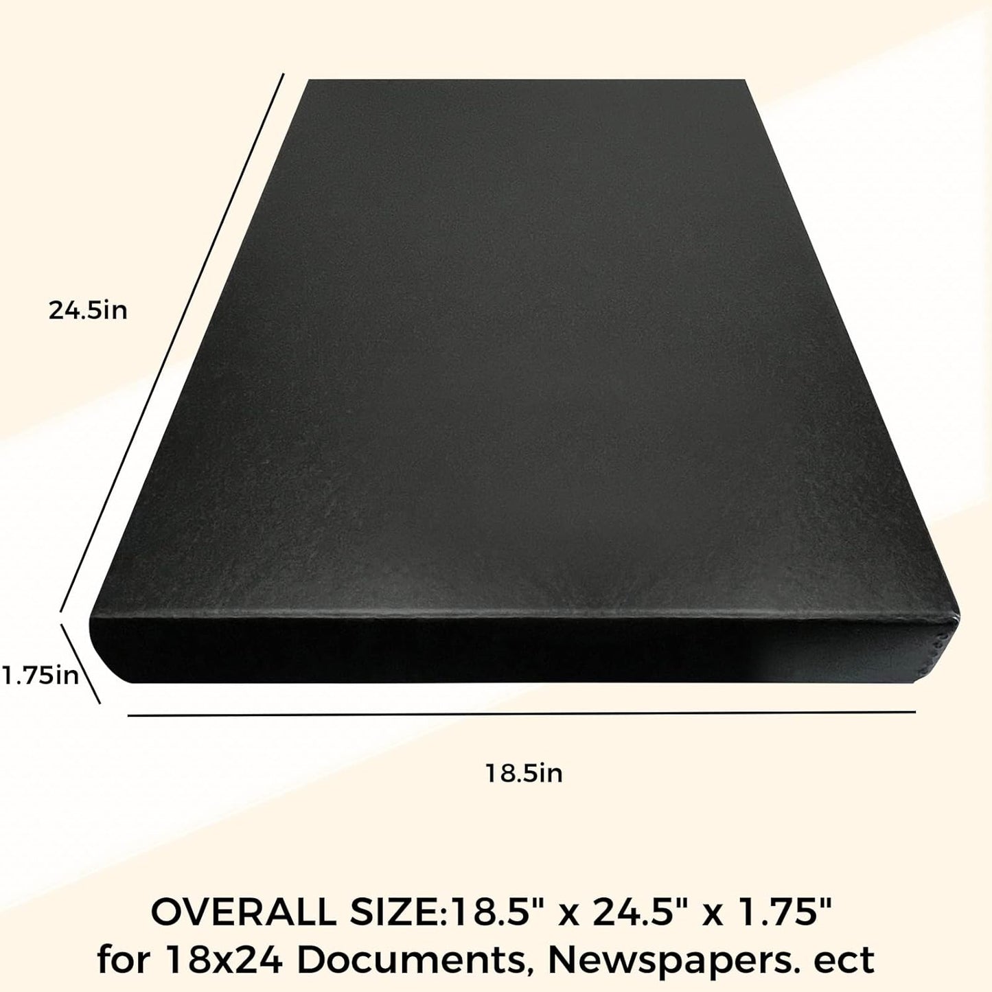 Golden State Art, Archival Folio Storage Box 18x24, Clamshell Design with Metal Edge, Preserve and Store Photos Documents Cards Prints Arts Crafts DIY, Black, Pack of 2