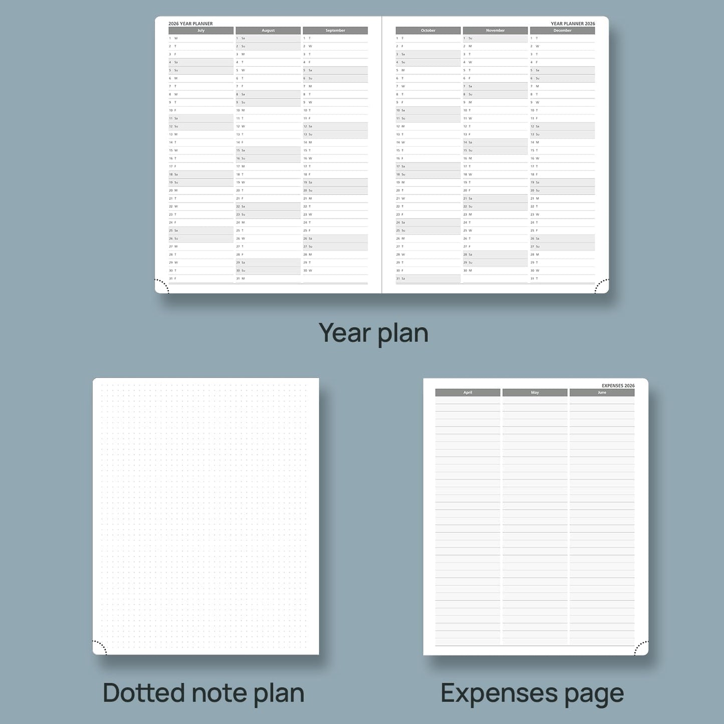 POPRUN 2026 Planner (Large Size 8.5''x 10.5'' Hardcover) - Daily Weekly and Monthly Calendar Agenda 2026 Appointment Book with Hourly Time Slots, Monthly Tabs, 100 GSM - Navy Blue