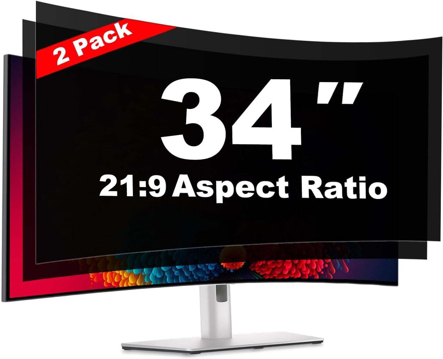 34 Inch Computer Privacy Screen Shield [2 Pack] for 21:9 Widescreen Desktop Monitor - Anti-Glare Blue Light Privacy Filter and Anti Spy Privacy Screen Protector Film