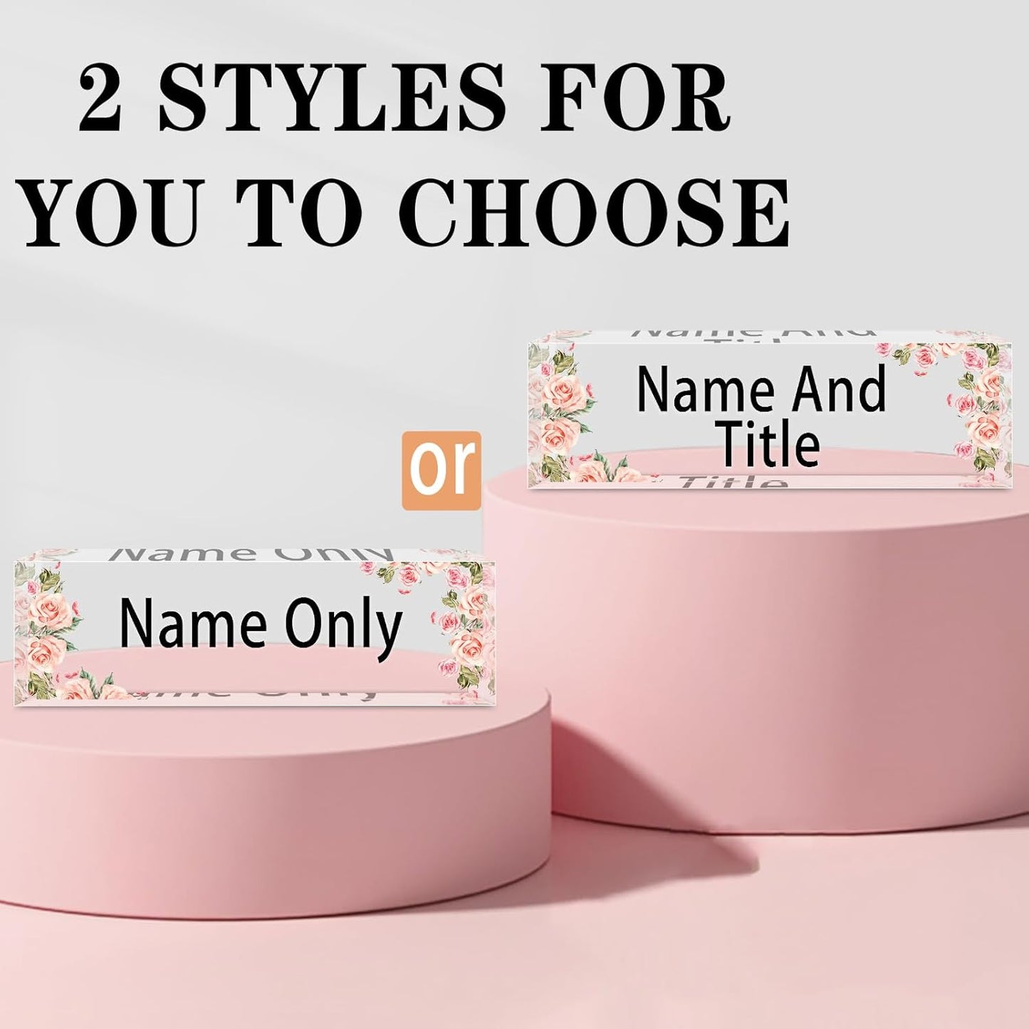 Name Plate for Desk Personalized, Acrylic Desk Decorations, Employee Appreciation Gifts, Custom Office Gifts for Coworkers, Boss, Teacher, Nurse (Rose)