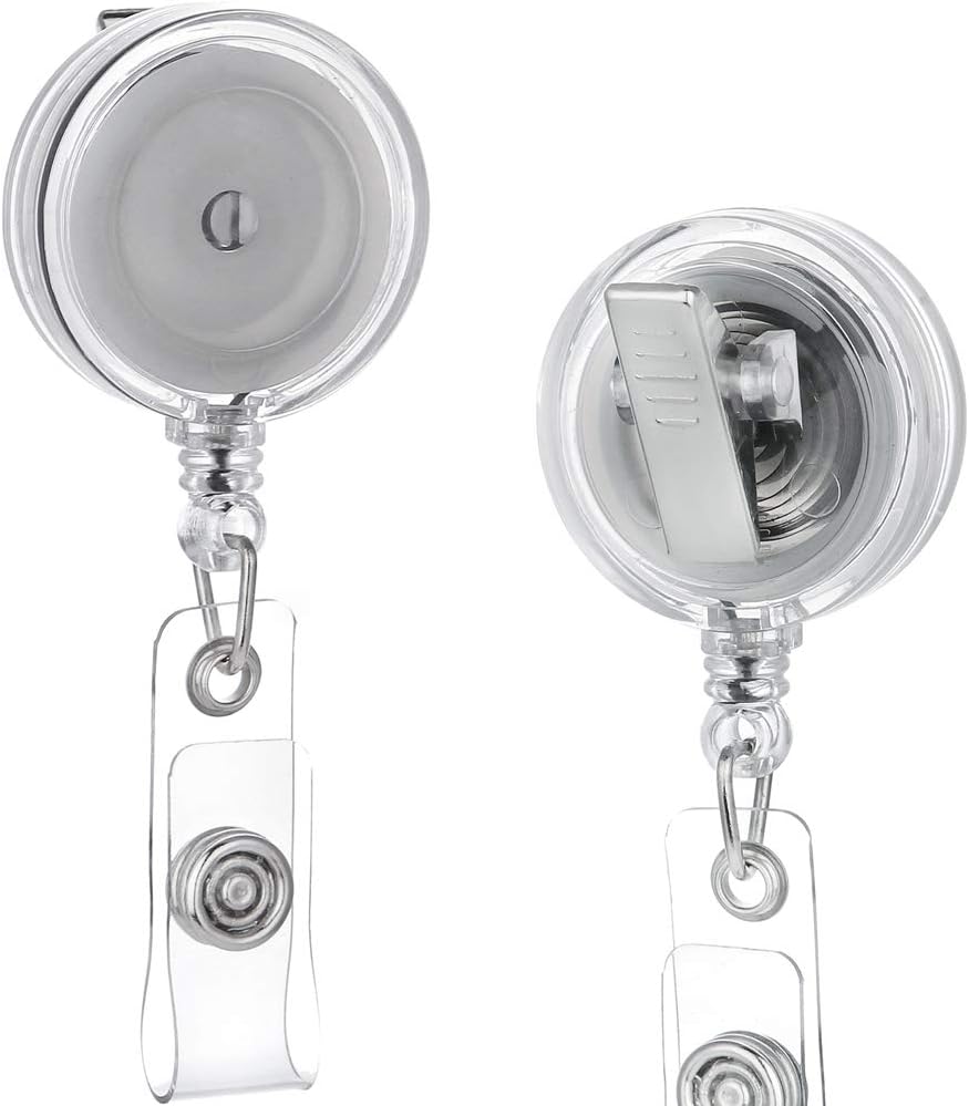 QREEL - 100 Pack - Retractable ID Name Badge Holder Reels with Swivel Alligator Clip (Translucent Clear)