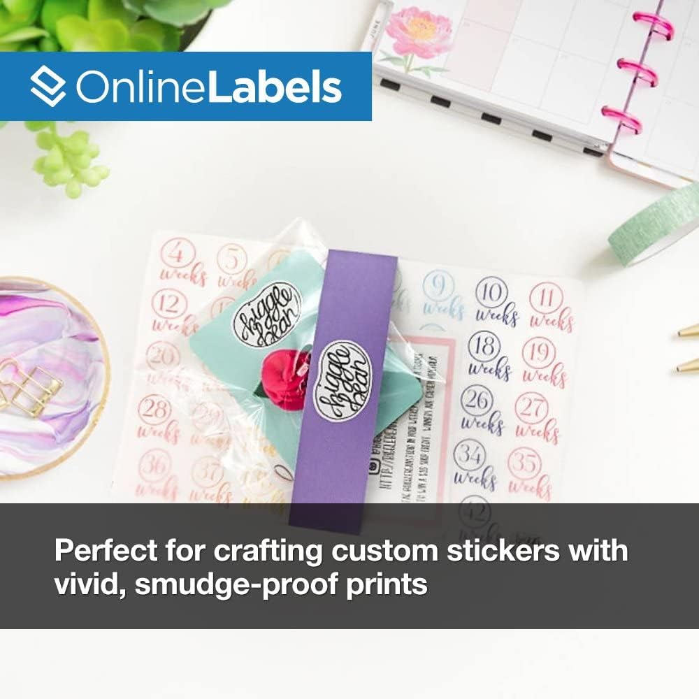 Waterproof Sticker Paper, 1000 Sheets, White Matte Vinyl-Like Film, 8.5" x 11" Full Sheet Label, Works with Inkjet Printers Only, Compatible with Electronic Cutting Machines, OL177WJ, OnlineLabels