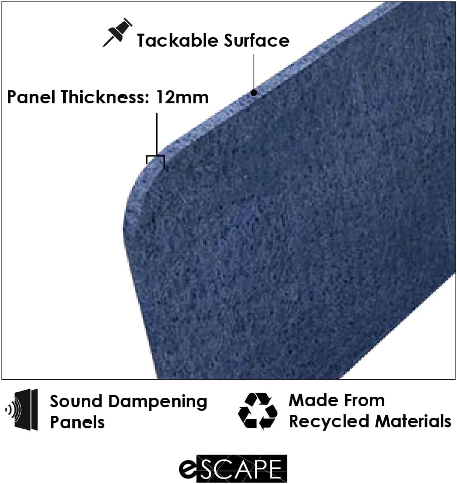 Freestanding Acoustic Desk Divider with Mount | Eco-Friendly Privacy Screen Panel | Noise Reducing Desk Partition | Tackboard Option & Easy to Install | Made from Recycled Plastic | Orange Yellow -