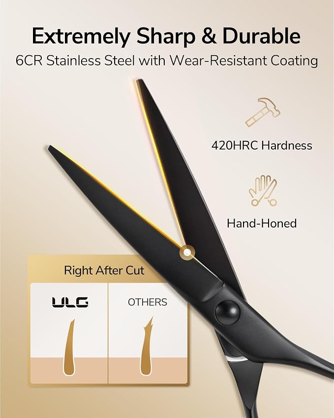 ULG Hair Cutting Scissors Thinning Shears Kit Professional Barber Hairdressing - Image 2