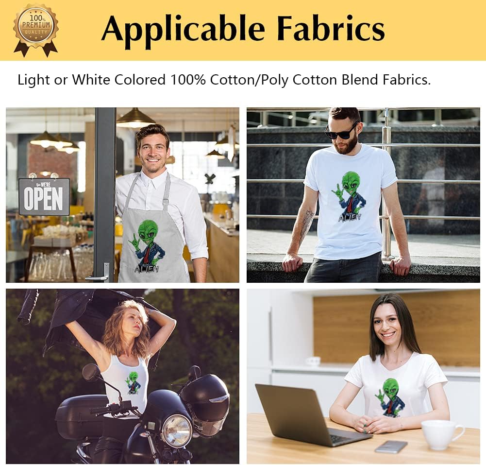 TransOurDream Tru-Heat Transfer Paper for T Shirts (25 Sheets, 8.5x11", Light 5.0) Printable HTV Heat Transfer Vinyl for Inkjet Printer Iron on Transfers for Light Fabrics (TRANS-L5-20)