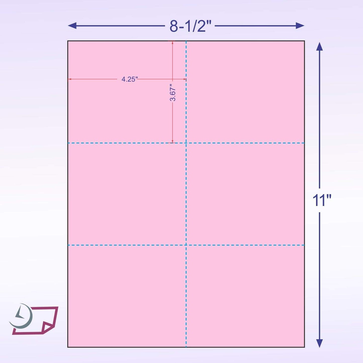 NextDayLabels Laser Printer Blank Cards - Perforated, 6 Up per Page - Pink, 300 Cards