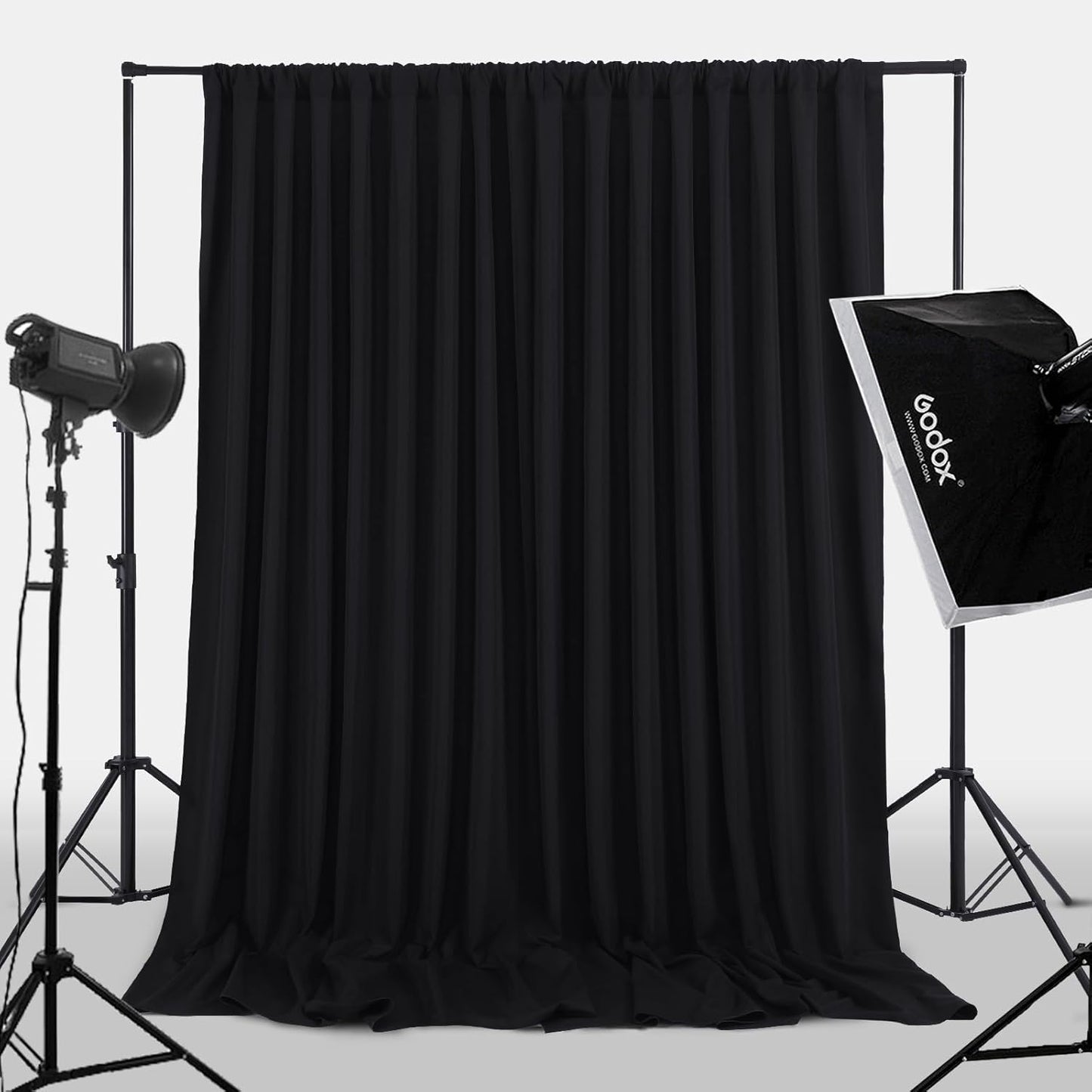Black Backdrop Curtains 30ft x 10ft: Polyester Photo Backdrop Drapes - 6 Panels 5x10ft for Halloween Party Stage Birthday Background Decoration