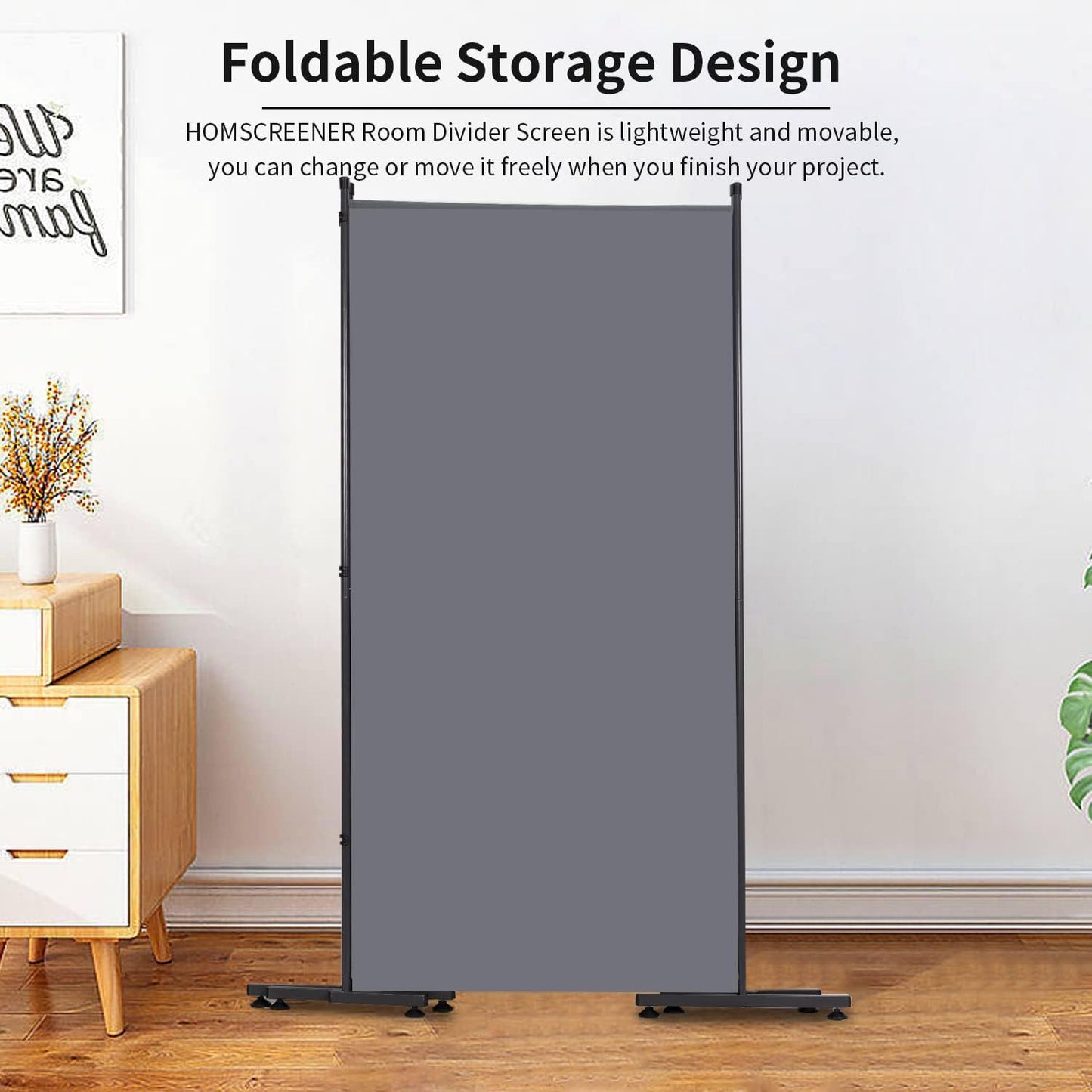 Room Divider 6FT Folding Privacy Screens, Partition Room Dividers w/Freestanding Design, Portable Wall Divider for Room Separtation, Fabric Screen Panel for Home Office Dorm (Grey, 3 Panel-Round Pad)