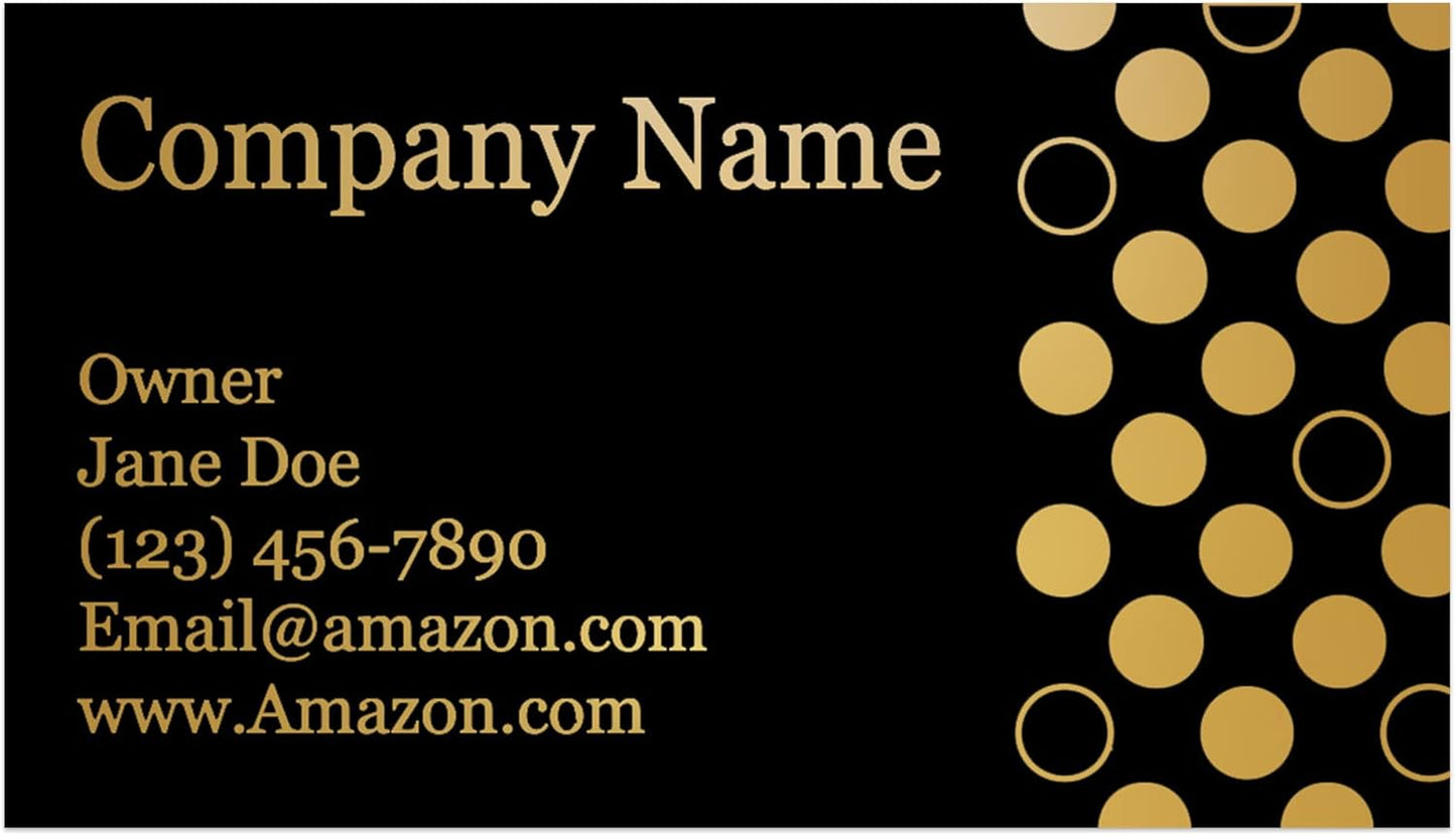 DISCOUNTCARDSTOCK.COM Personalized Gold Polka Dots Business Cards, 100 Pack, 3.5" x 2", 14 PT Thick, Made in USA