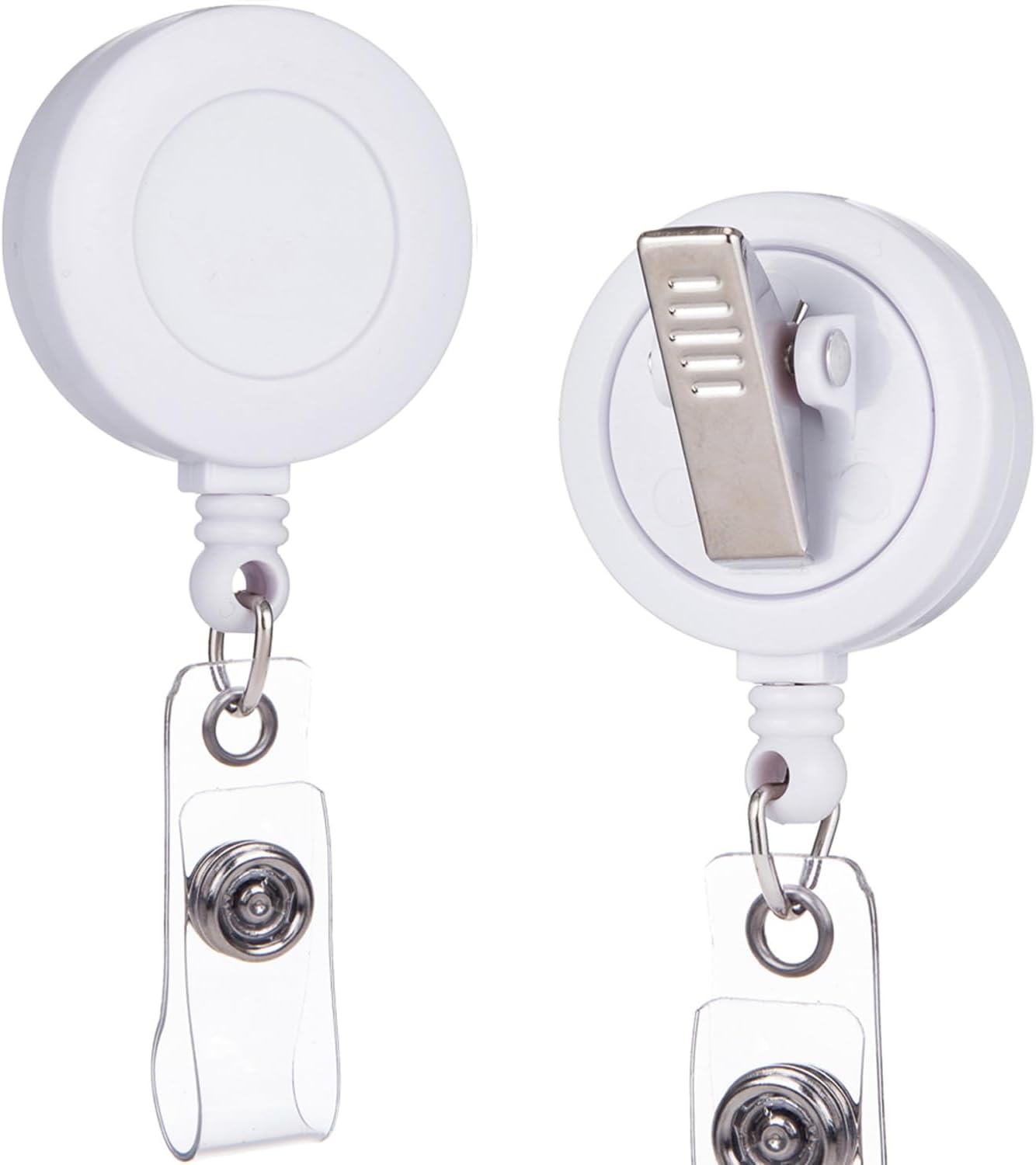 QREEL Retractable Badge Reels - 25 Pack - Badge Holder with Swivel Alligator Clip for Work Permit (White)