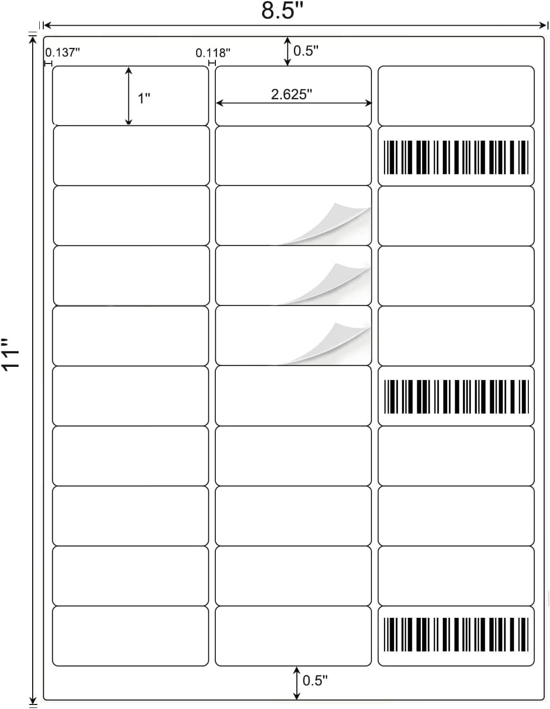 [100 Sheets 3000 Labels] BESTIKER Address Labels 1” x 2-5/8” Shipping Mailing Labels 30 per Page Printable FBA Barcode Label, Laser & Inkjet Printer Labels 30up White