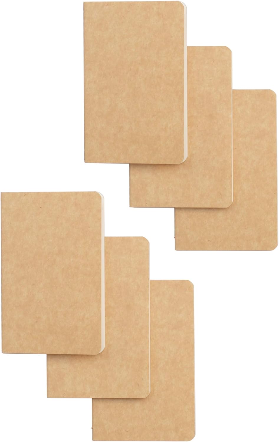 TWONE Pocket Notebook, 6 Pack Softcover Mini Notebooks 3.5" x 5.5" Kraft Brown Notebook Small Memo Notepad for Men Women Kids Traveler Author, 30 Sheets,60 Blank Pages