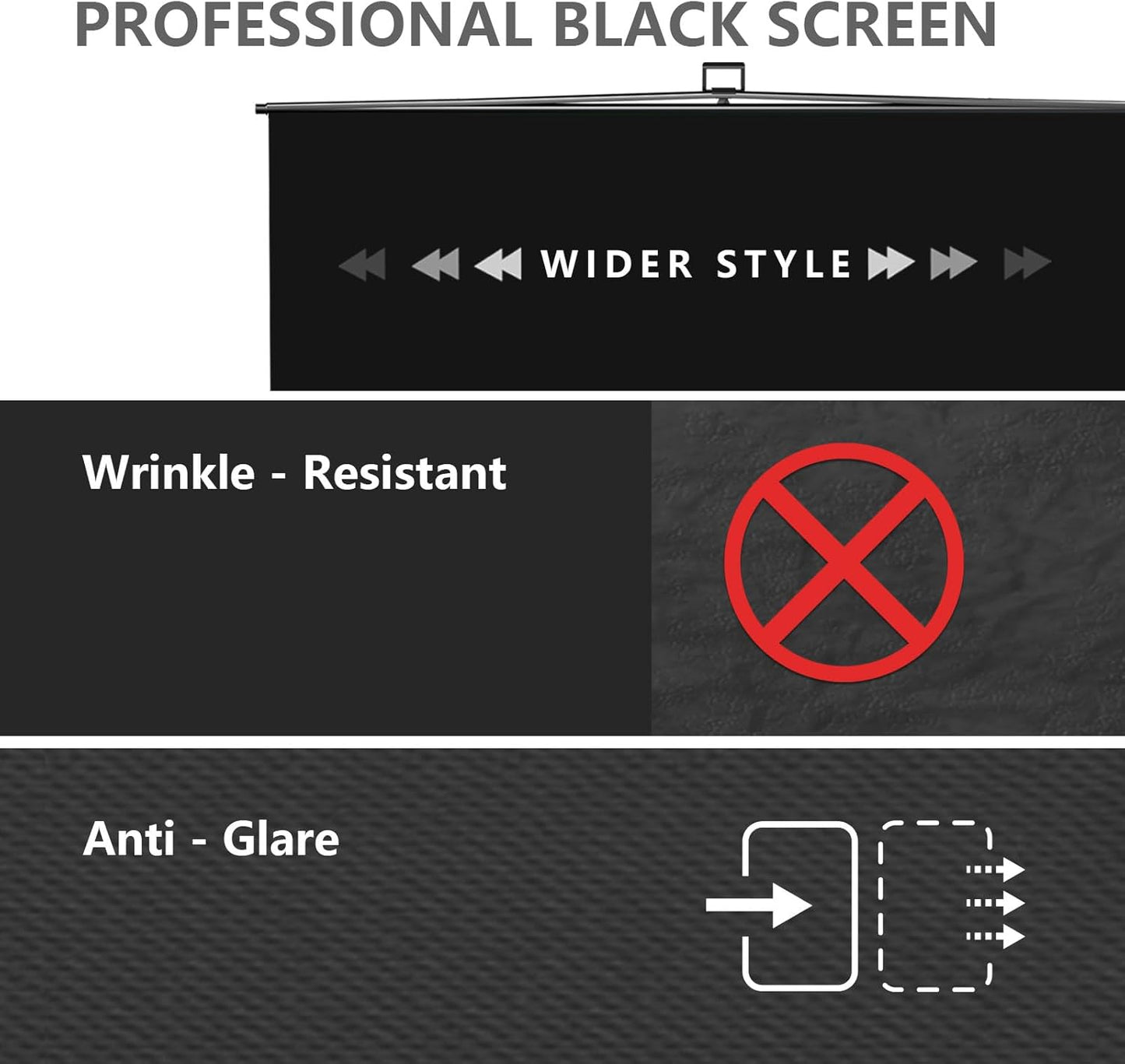 【Wider Style】 RAUBAY 78.7 x 82.7in Large Collapsible Black Backdrop Screen Portable Retractable Panel Photo Background with Stand for Video Conference, Photographic Studio, Streaming