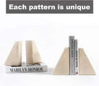 Marble Bookend for Heavy Books, Decorative Bookends for Shelves, Durable and - Image 3