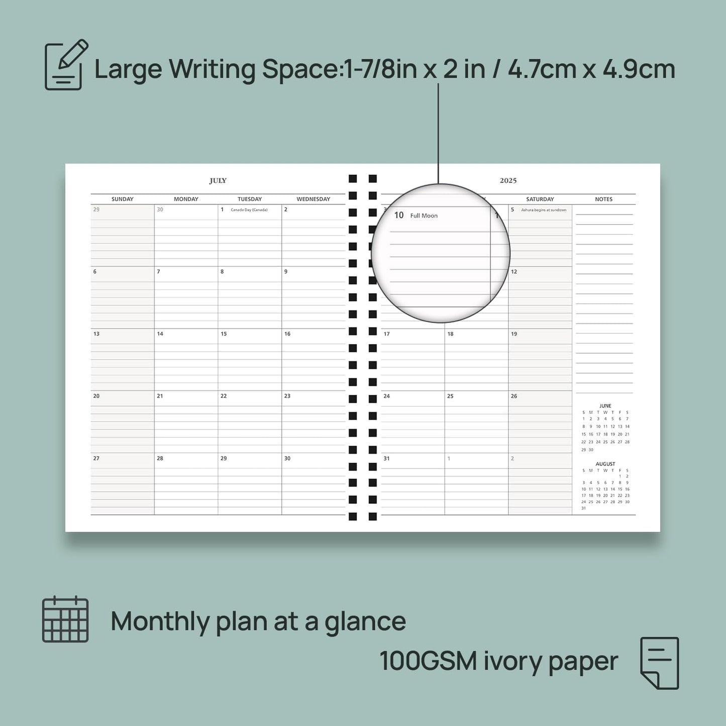 POPRUN Teacher Planner 2025-2026, (Letter Size - 8.5'' x 11'') Academic Lesson Planner (July 2025 - June 2026), with Monthly Tabs, Thick Papers, 2-Sided Pocket, Leather for Teachers, Dutch Blue