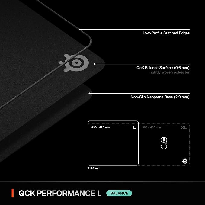 SteelSeries QcK L Performance Balance Gaming Mousepad — Extra Density - Image 7