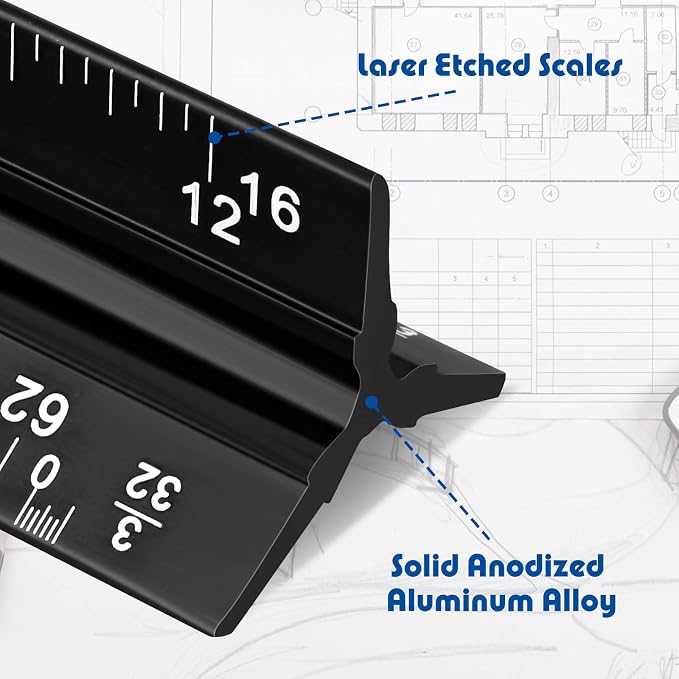 Macarrie 10 Pcs Architectural Scale Ruler 12" Architect Engineers Scale - Image 4