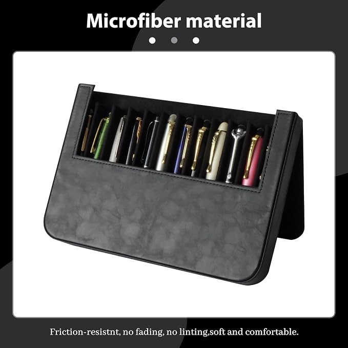 PU Leather 12 Fountain Pen/Pencil Tray Case Organizer, Fashion Design, Magnetic - Image 3