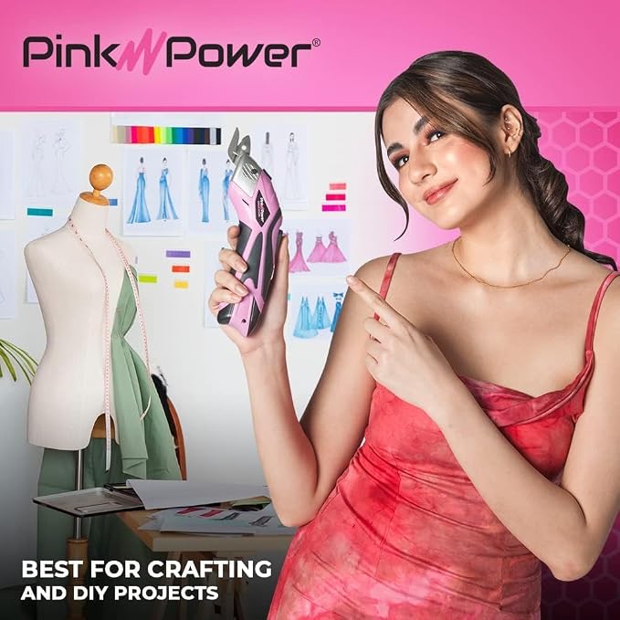 Pink Power Cordless Electric Scissors Fabric Cutter - Image 6