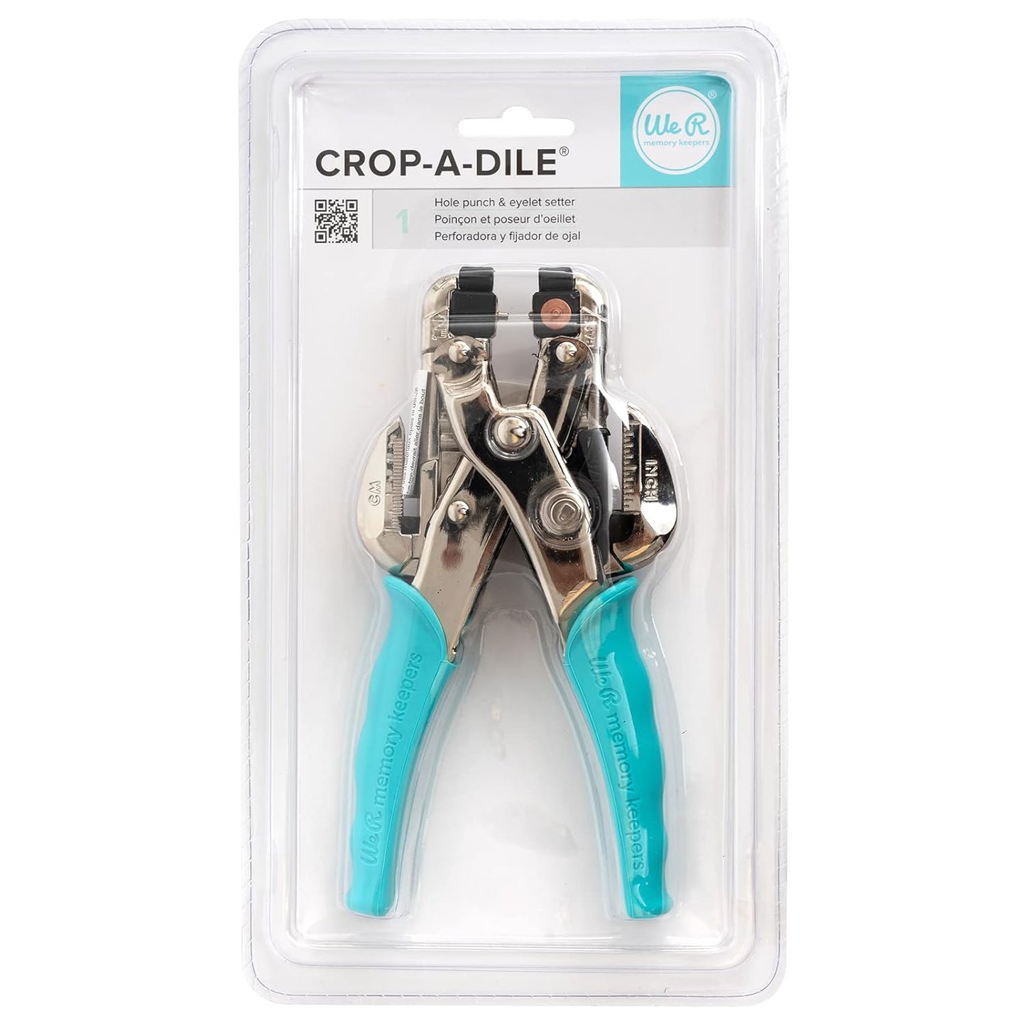 We R Memory Keepers- Crop-A-Dile Eyelet Setter, Blue Comfort Handle, for 1/8 or 3/16 Inch Holes, Grommet and Embelishment Crafting Puncher for Paper, Fabric, Leather, Plastic, and Metal