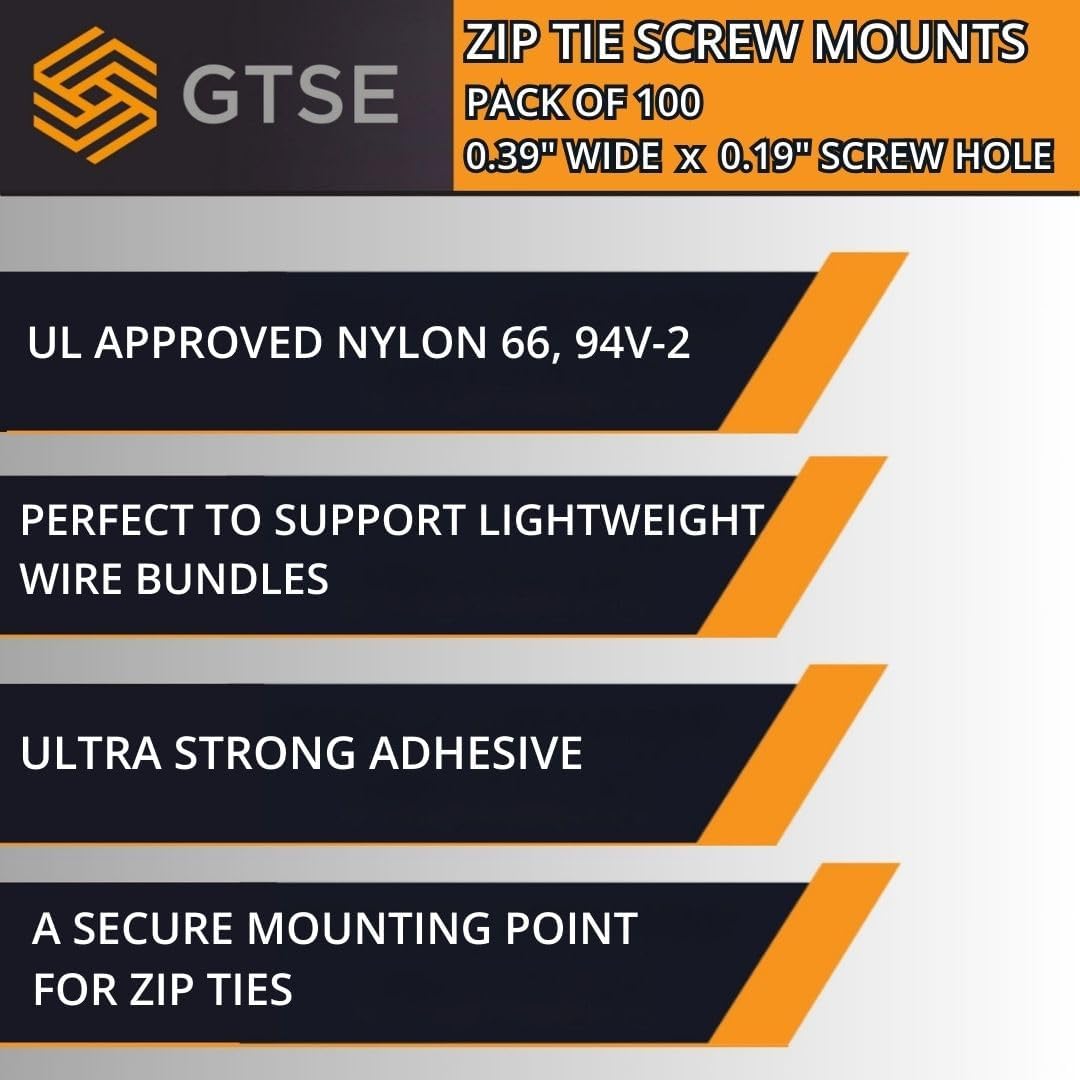 GTSE 12,000 Full Carton Of Black Screw Mounts, Zip Ties Up To 0.35" Wide, Saddle Type Zip Tie Anchors