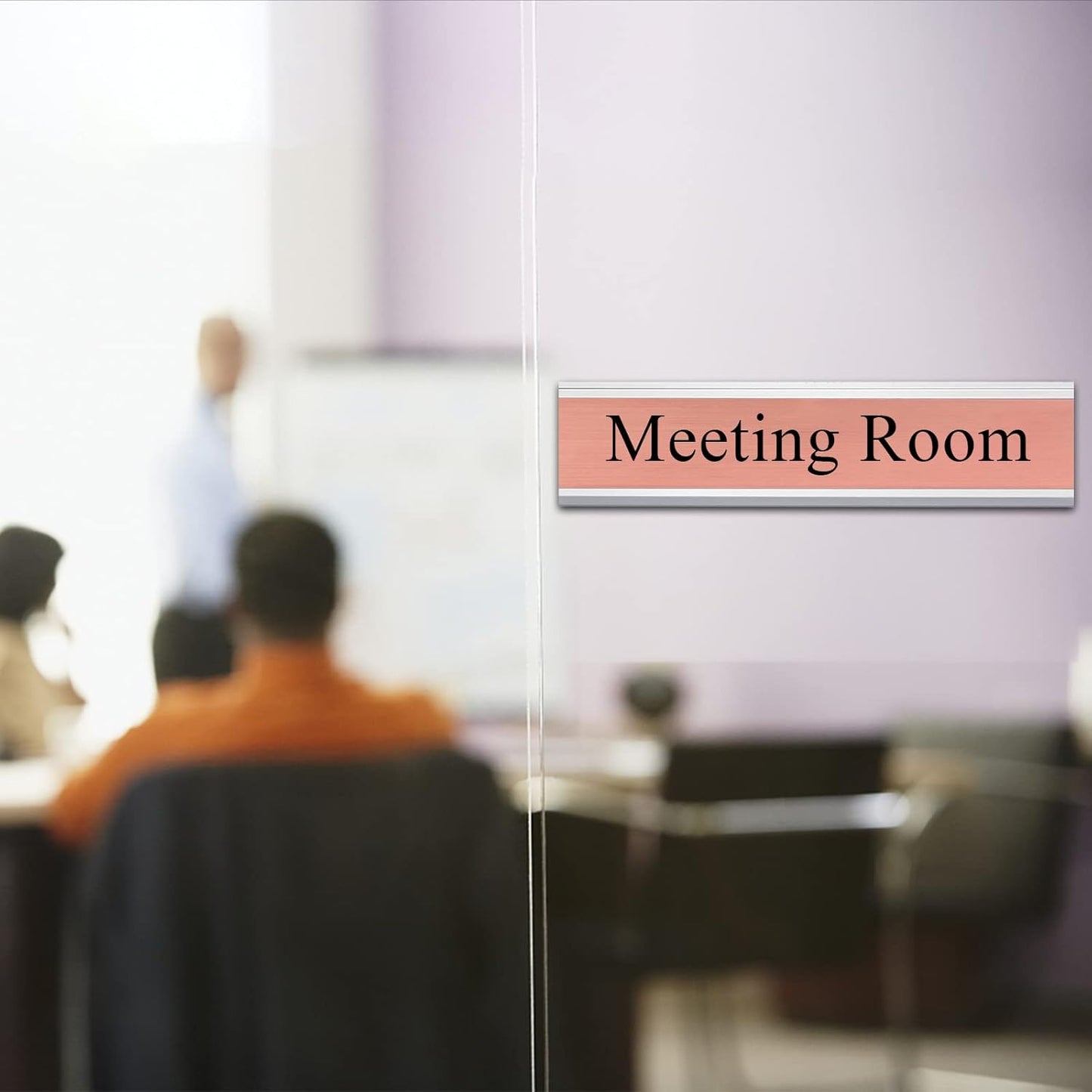 5 Pack Aluminum Wall or Door Name Plate Holder, Wall Mount Office Door Sign Holder with Double Sided Tape, for Business Department, Meeting Room, Room Number (Silver, 2" x 10")