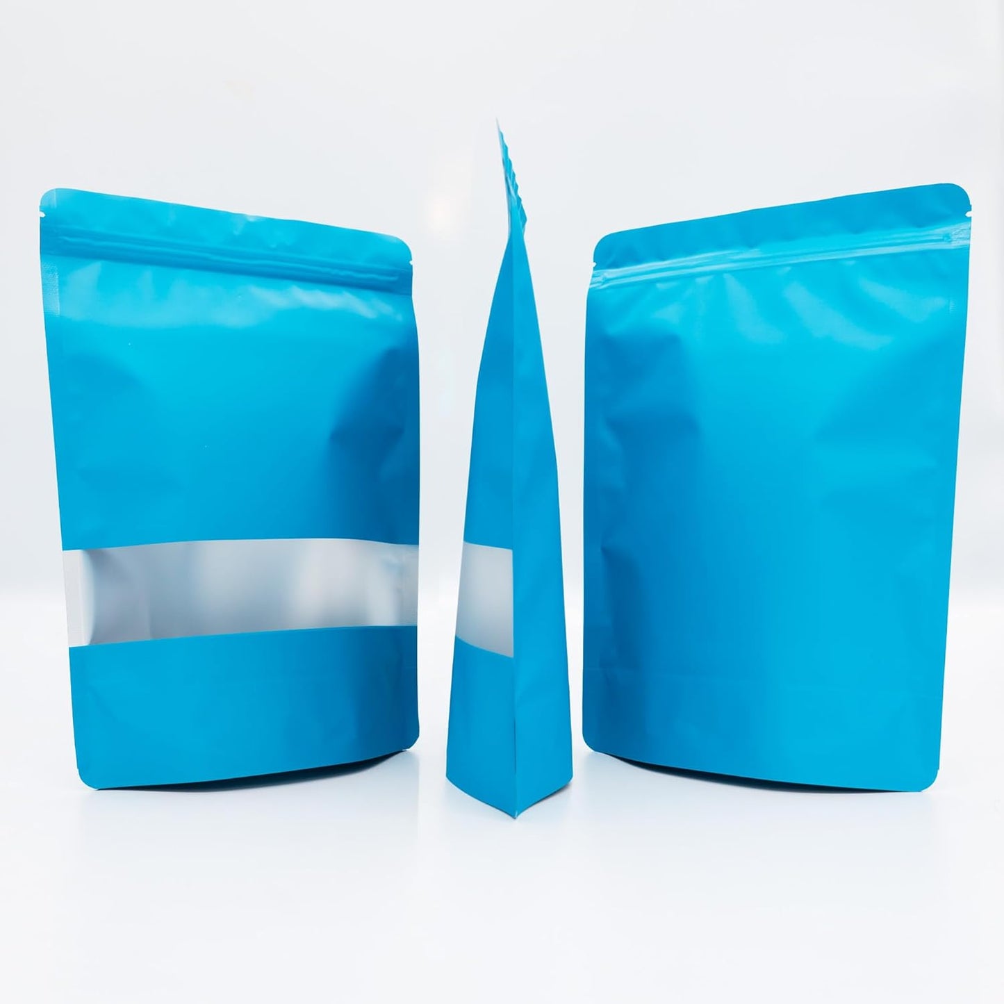 4CP 100 Pcs Blue Zipper Smell Proof Bags with Window, 7.0x10.5 Inch Stand Up Foil Pouches for Food Selfsealing Storage, Reusable Bag for Packaging Small Business, Cookies, Nunt, Candy