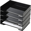 DoubleFill 4 Pcs Stackable Letter Tray Rectangular Plastic Desk Organizer 13 x by DoubleFill
