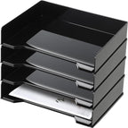 DoubleFill 4 Pcs Stackable Letter Tray Rectangular Plastic Desk Organizer 13 x by DoubleFill