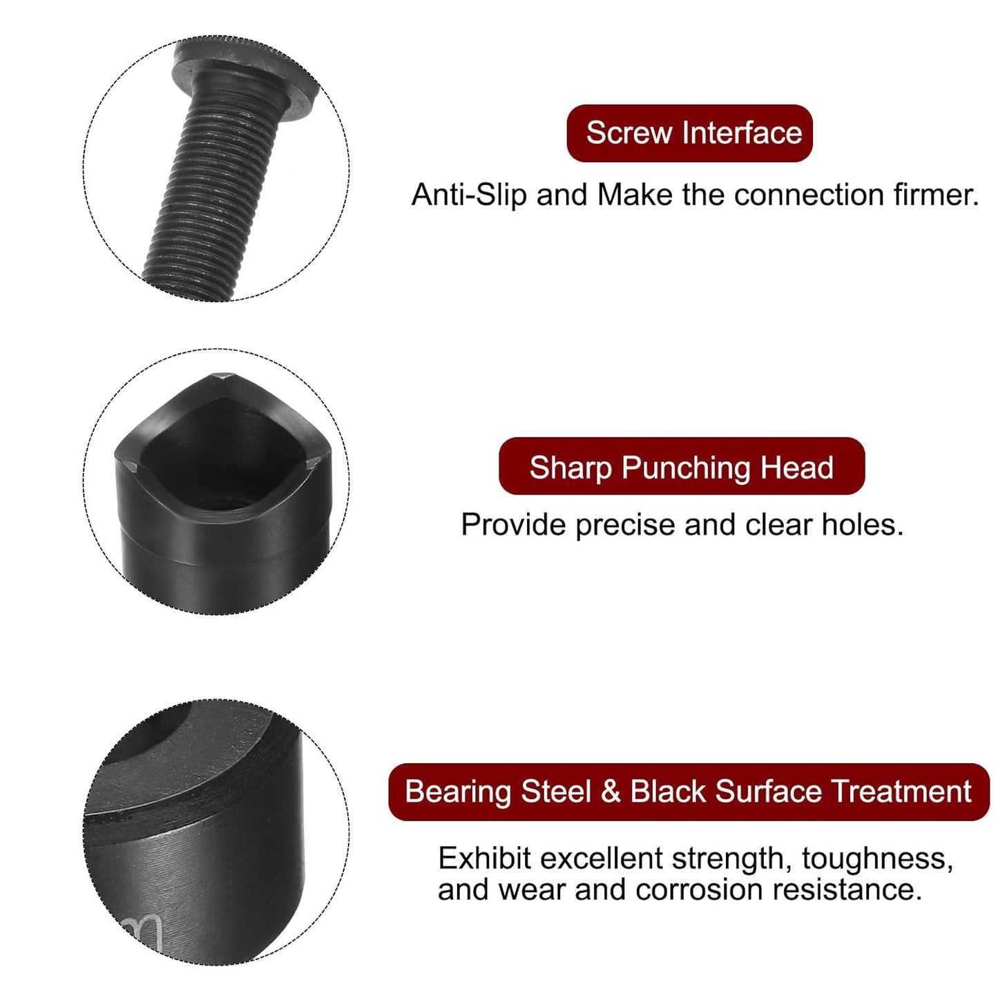 HARFINGTON Sheet Metal Punch Hole Punch 16mm Bearing Steel Precise Cutting Manual Knockout Kit with External Hex Shank for Metal Steel Plate Sink Stainless Steel, Black