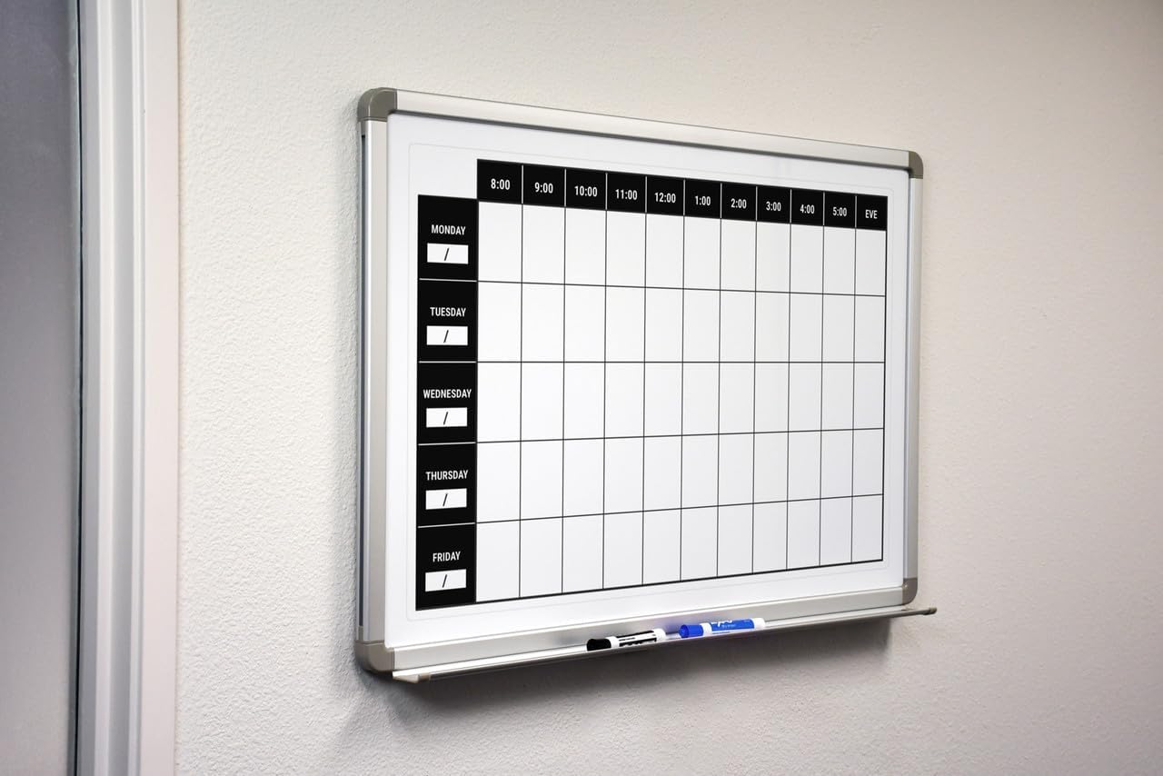 Work Week Dry-Erase Scheduling Whiteboard 48" x 36"