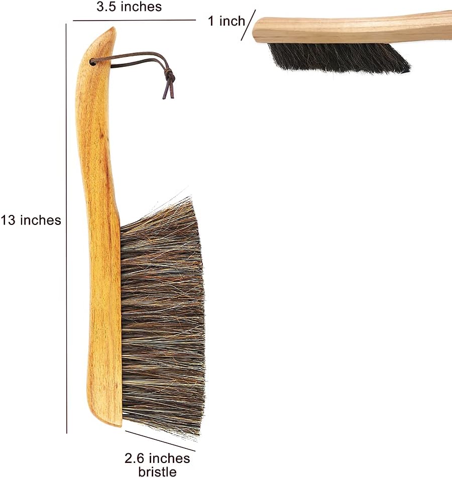 Counter Brush for Furniture Patio Woodworking Drafting Cleaning, Wooden Handle with Horsehair Bristle Bench Brushes, 13 Inches Hand Broom