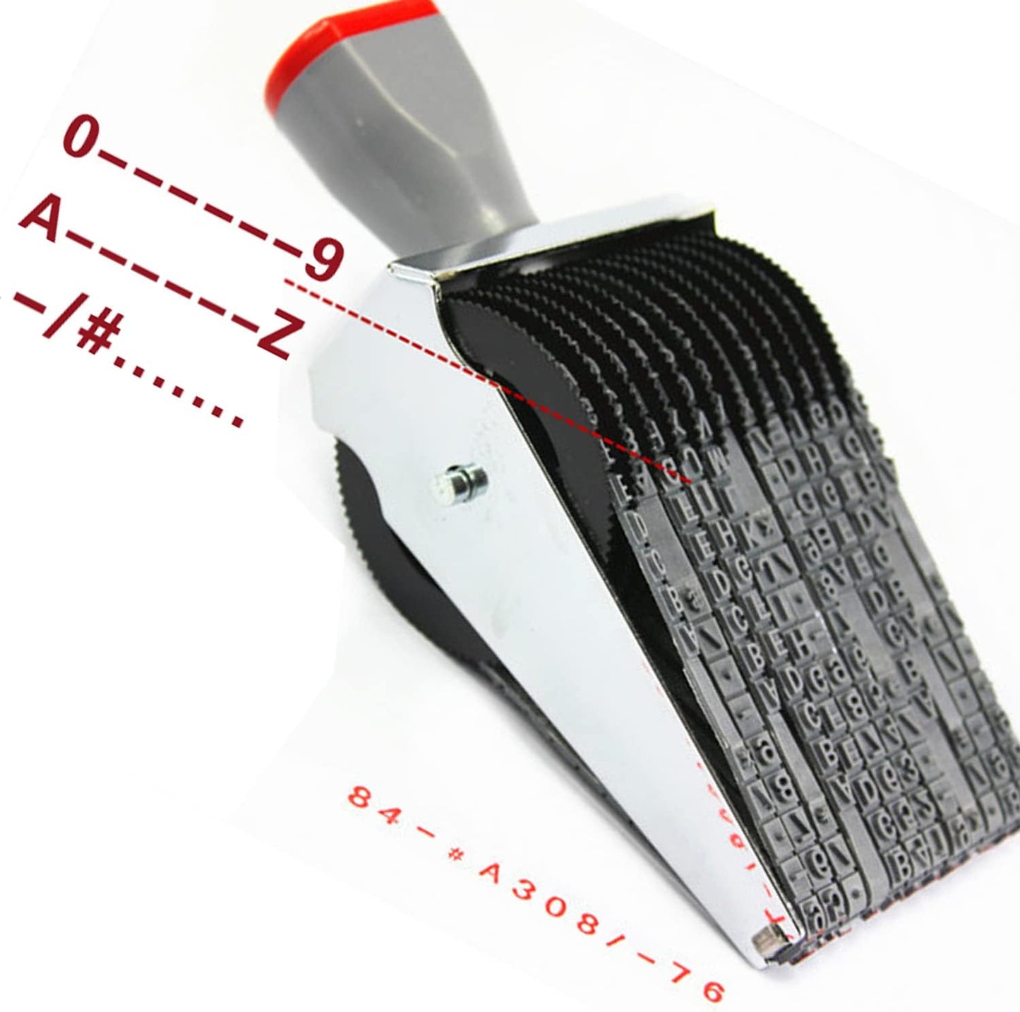 ZENG 12-Digit Adjustable Roller Stamp - Customizable Alphabet (A-Z), Numbers (0-9) & Symbols for Office, School, Multicolor (6x6.9x16.8cm)