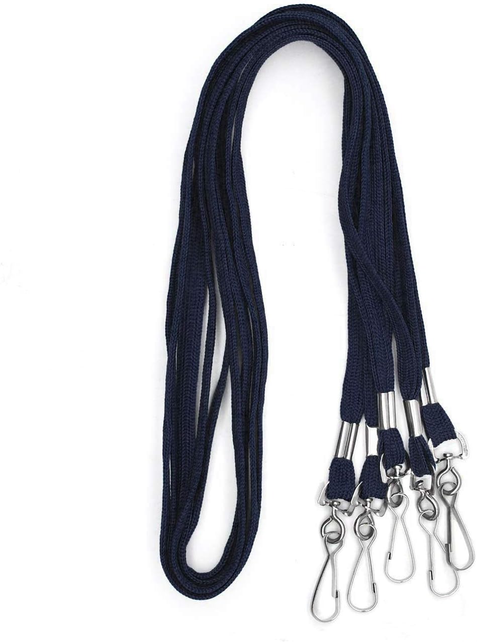 Lanyards 100 Pack Navy Blue Lanyards with Swivel Hook Clips for ID Name Badge Holder (Navy Blue, 100 Pack)