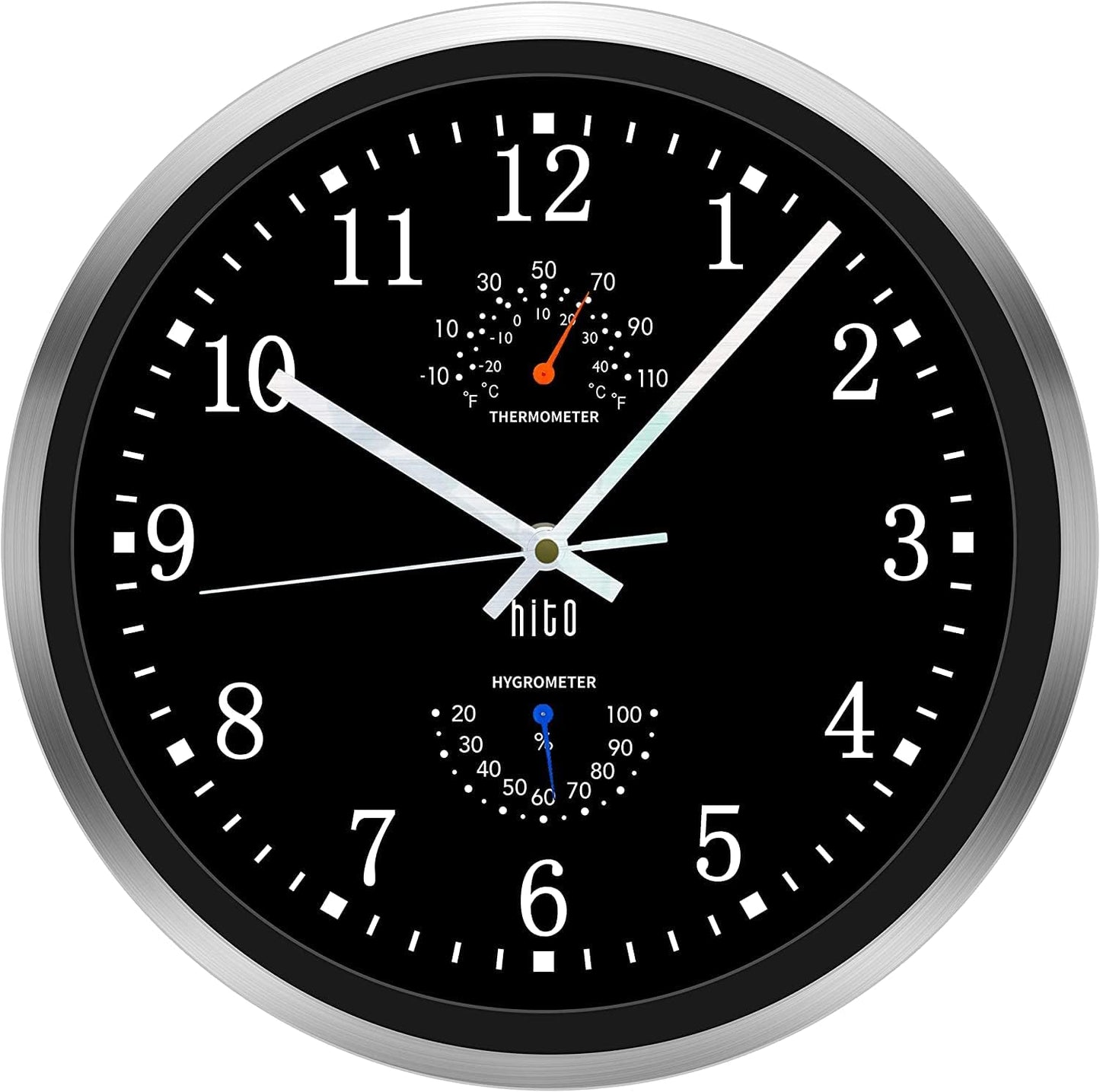 HITO 14 Inch Silent Wall Clock Battery Operated, Large Wall Clock for Living Room Decor, Office, Classroom, Bedroom
