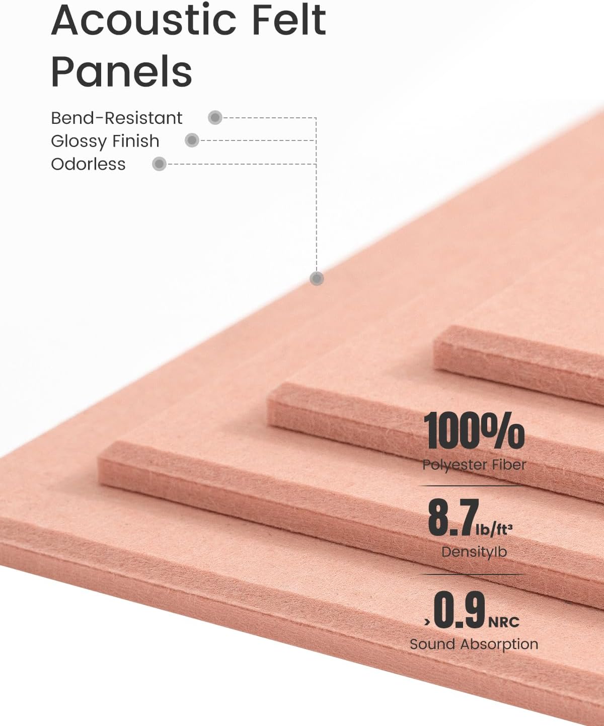 Felt Bulletin Board Tiles -28"x18" Cork Board Alternative for Office Decor, Push Pin Board Wall Organizer 6-Pack - Pink